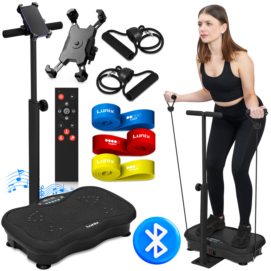 LX18 Vibration Plate With Handlebar Black