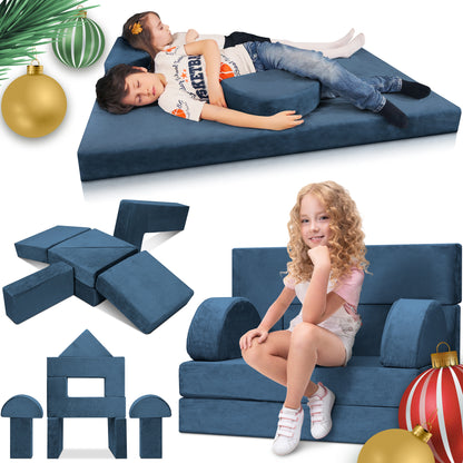 LX22 11pcs Modular Kids Couch Blue