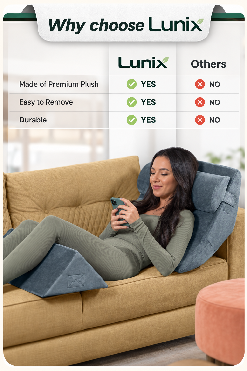 Cover Set Only for LX6, Navy Plush, Pillows and Foam not Included