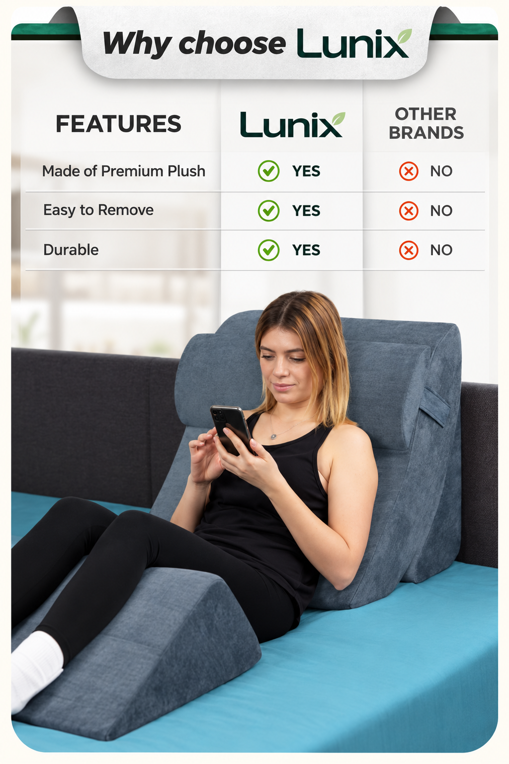 Cover Set Only for LX5, Stone Navy Plush, Pillows and Foam not Included