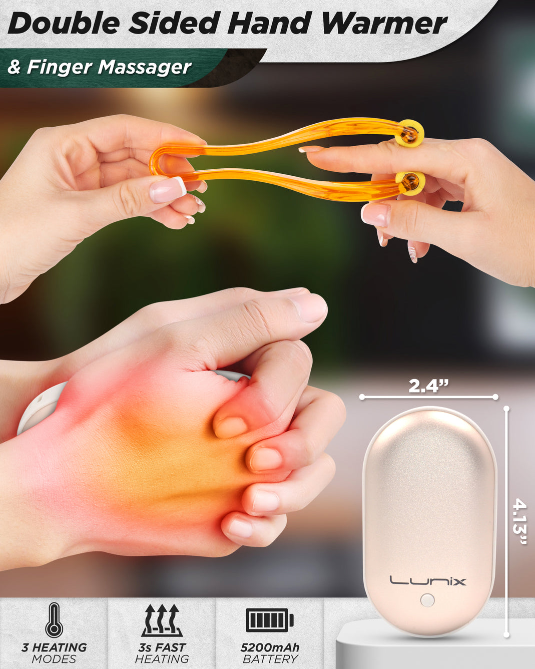 Lunix LX7 Touchscreen Hand Massager White