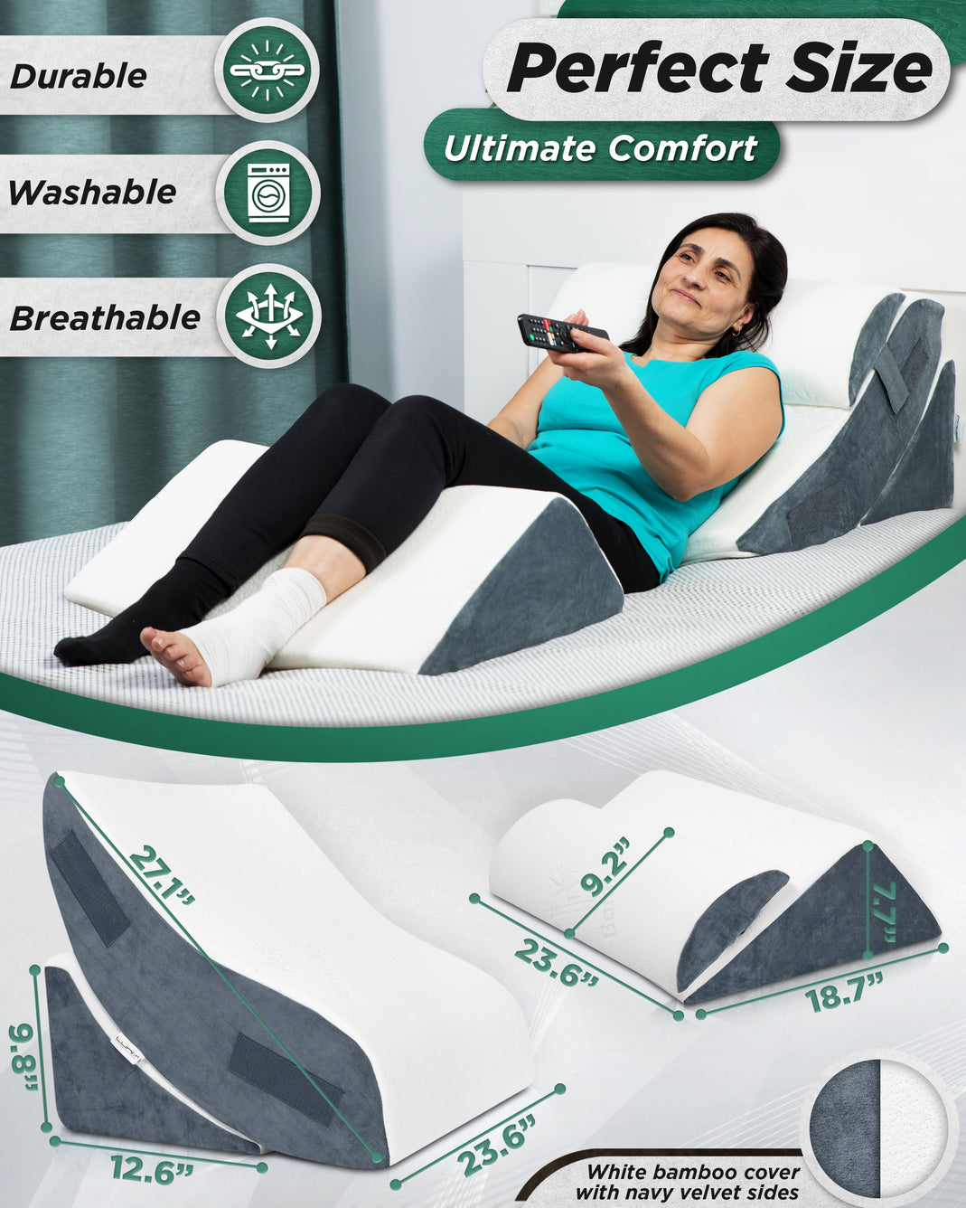 Gymax 6PCS Orthopedic Bed Wedge Pillow Set Post Surgery Memory Foam for  Back Neck Leg 