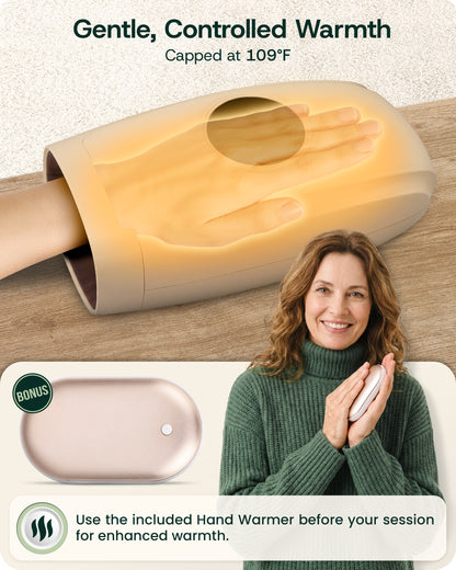 LX7 LCD Touchscreen Hand Massager, Heated Air Compression, Sand Beige