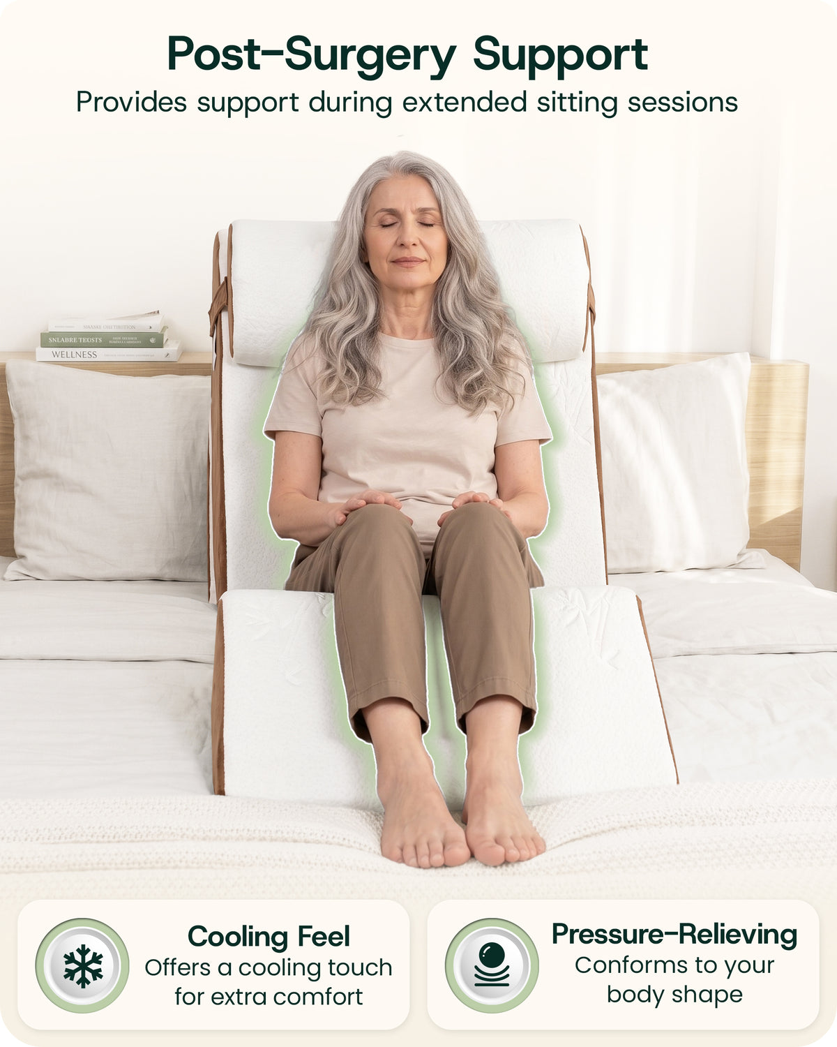 LX5 4-Piece Support for Shoulder & Upper Body Rest, Orthopedic Bed Wedge Pillow Set, Oat Brown