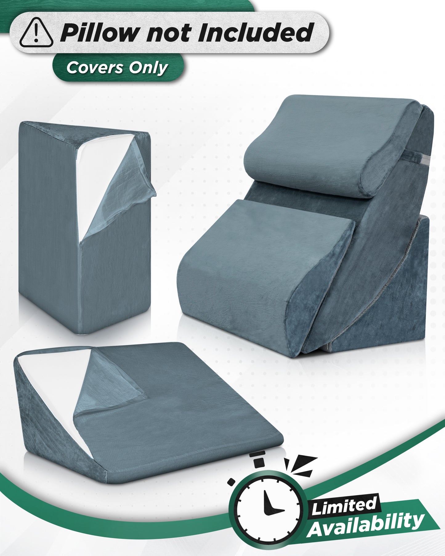 Lunix LX13 6pcs Wedge Pillow Set + Extra Cover Bundle (Navy)