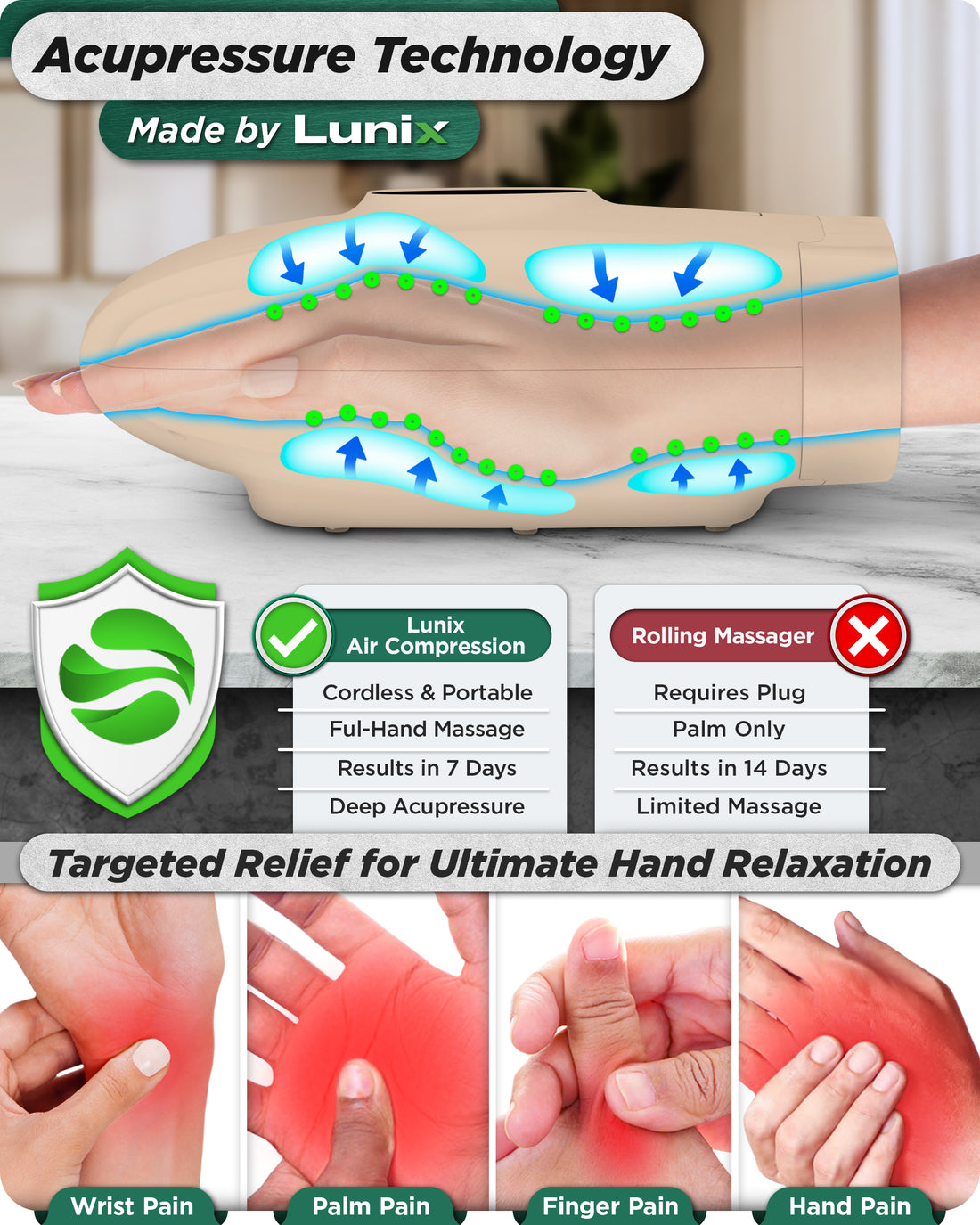LX7 Touchscreen Hand Massager Beige
