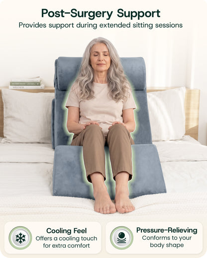 LX5 4-Piece Support for Shoulder & Upper Body Rest, Orthopedic Bed Wedge Pillow Set, Stone Navy with Aloe Vera