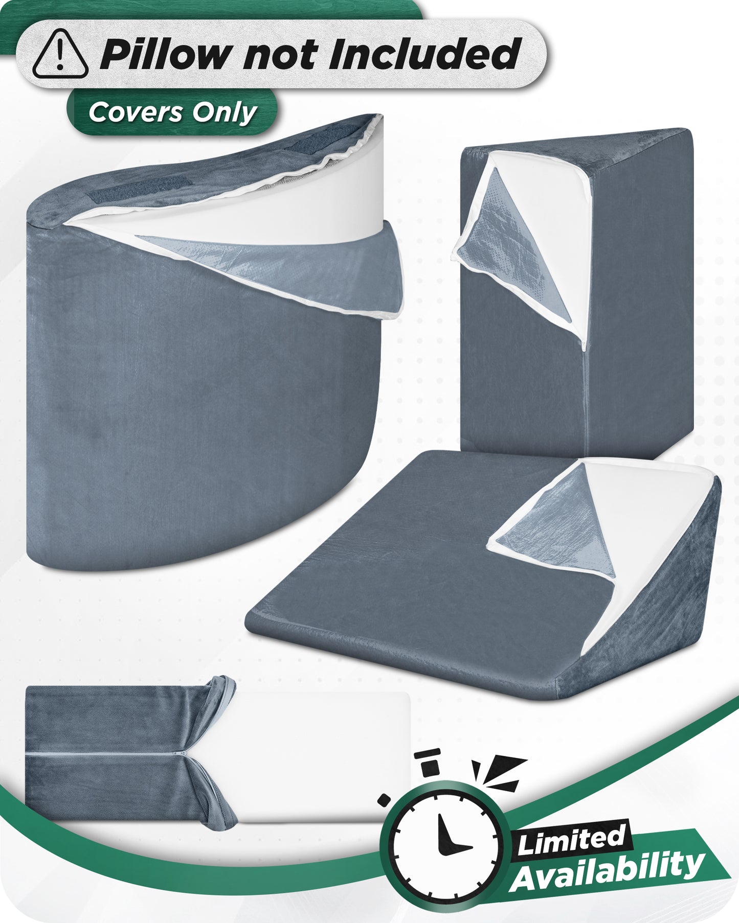 Lunix LX5 Wedge Pillow Set + Extra Cover Bundle (Full Navy)