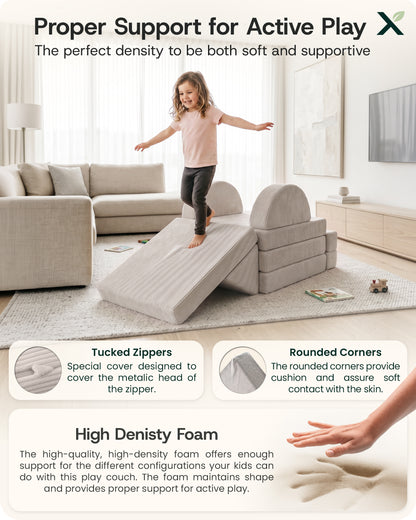 Lunix 14pcs Modular Play Couch, Sand Beige