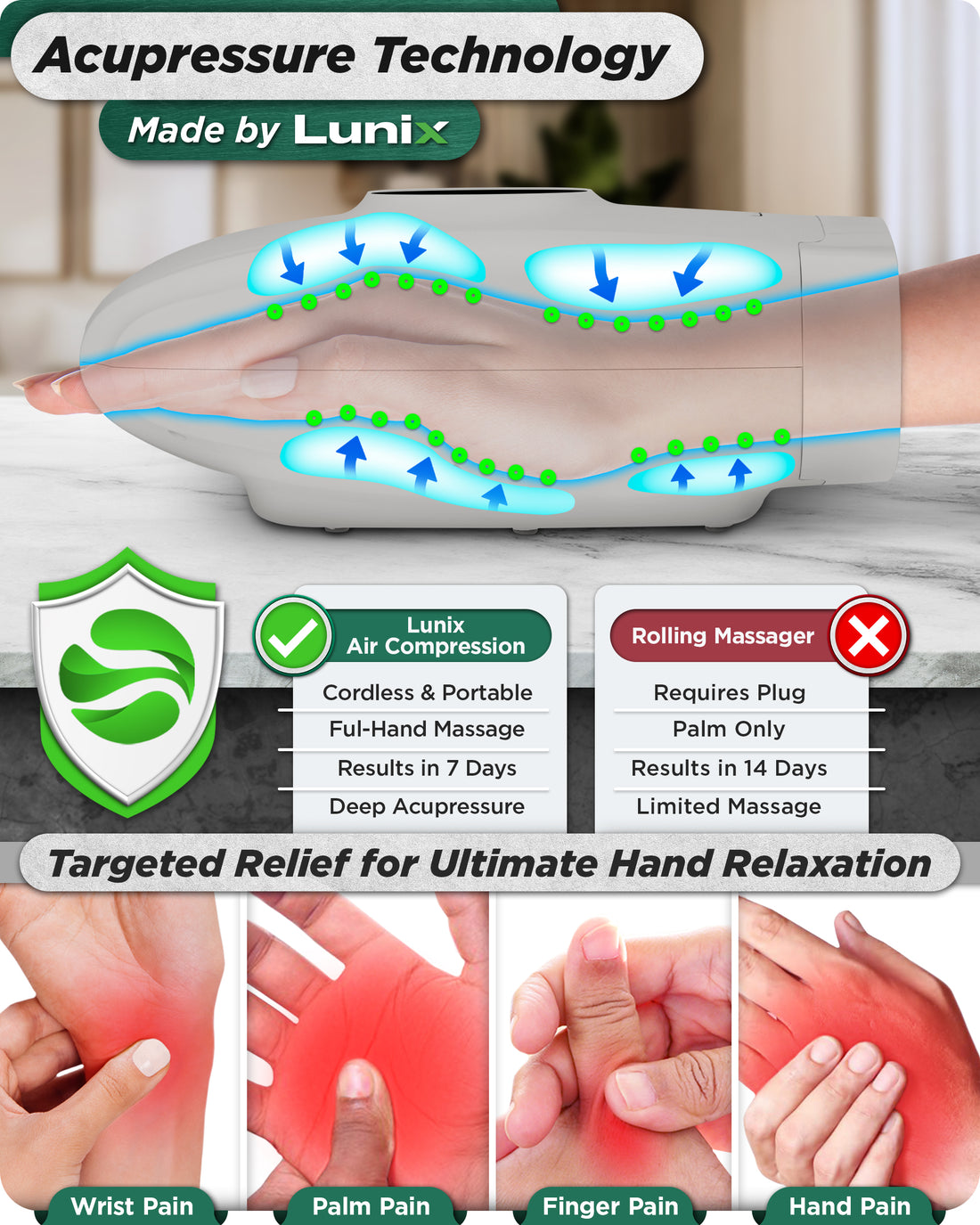 LX7 Touchscreen Hand Massager Gray
