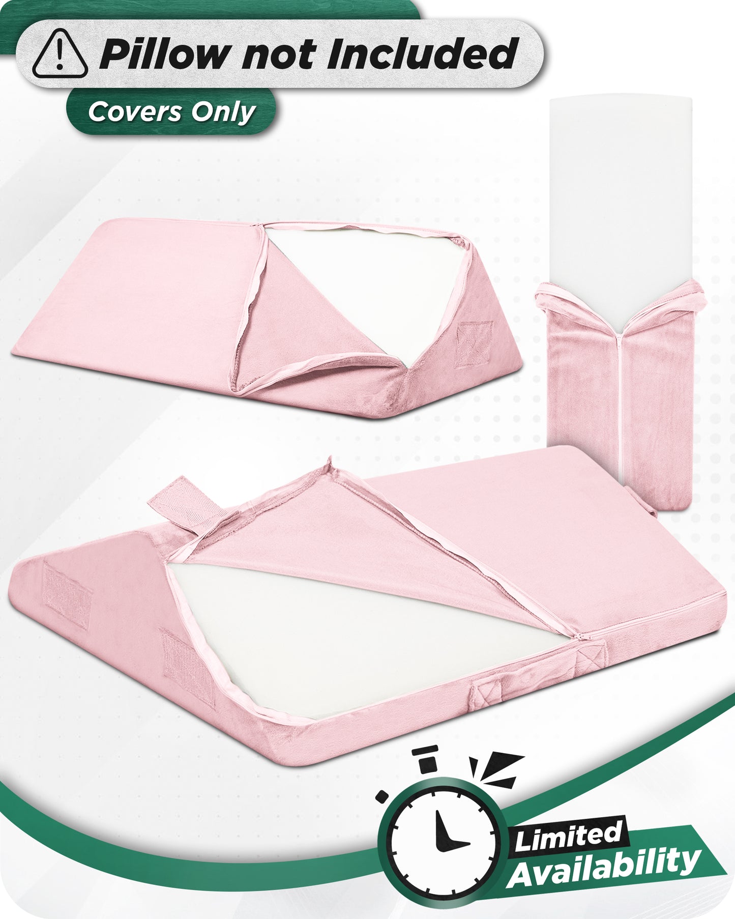 Lunix LX6 3pc Wedge Pillow Set (Navy) + Extra Cover Bundle (Pink)