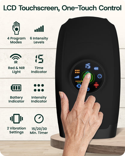 Lunix LX37 Hand Massager, Touchscreen Red Light Therapy for Hands, Charcoal Black