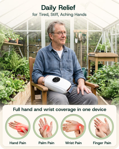 LX3 Carpal Tunnel & Wrist Pain Relief Device, Heated Air Compression Hand Massager, Lunar White