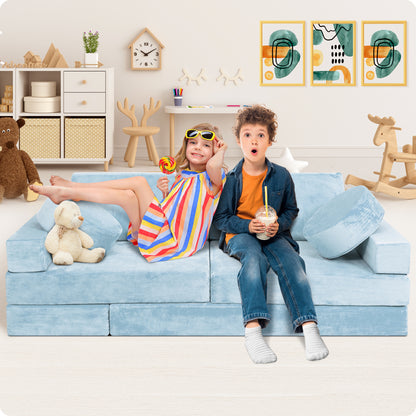 Lunix LX15 14pcs Modular Play Couch (Serenity Blue) + Extra Amber Yellow Cover Bundle