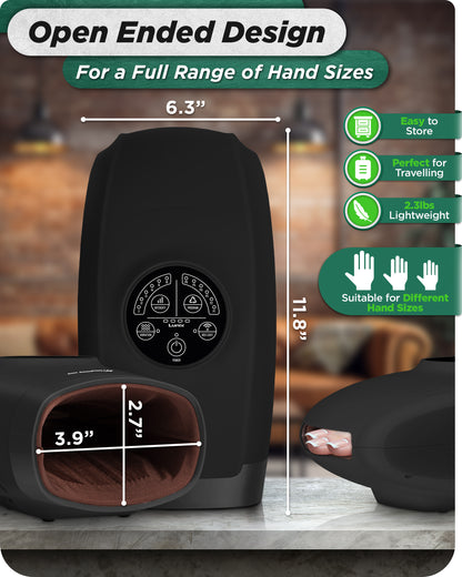Lunix LX33 Hand Massager with Red Light Therapy, Carpal Tunnel &amp; Wrist Pain Relief Device, Charcoal Black