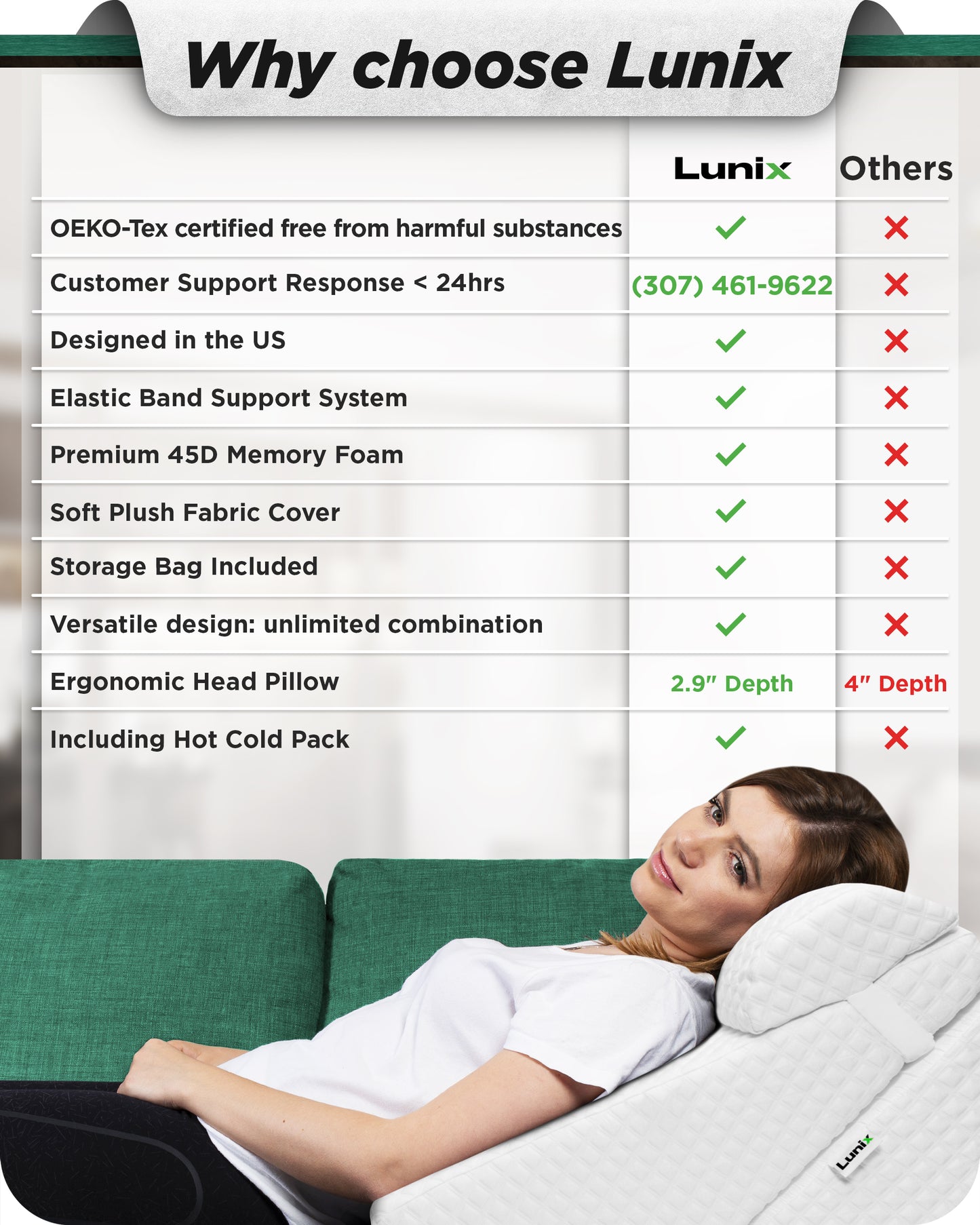 Adjustable Bed Wedge Pillow
