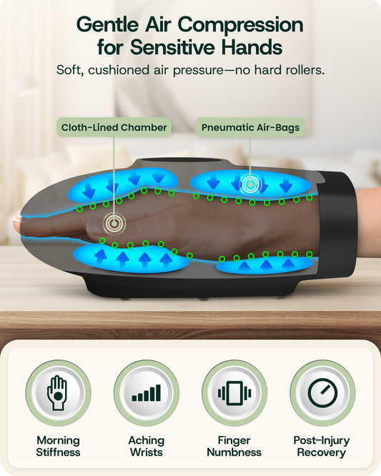 Lunix LX37 Hand Massager, Touchscreen Red Light Therapy for Hands, Charcoal Black