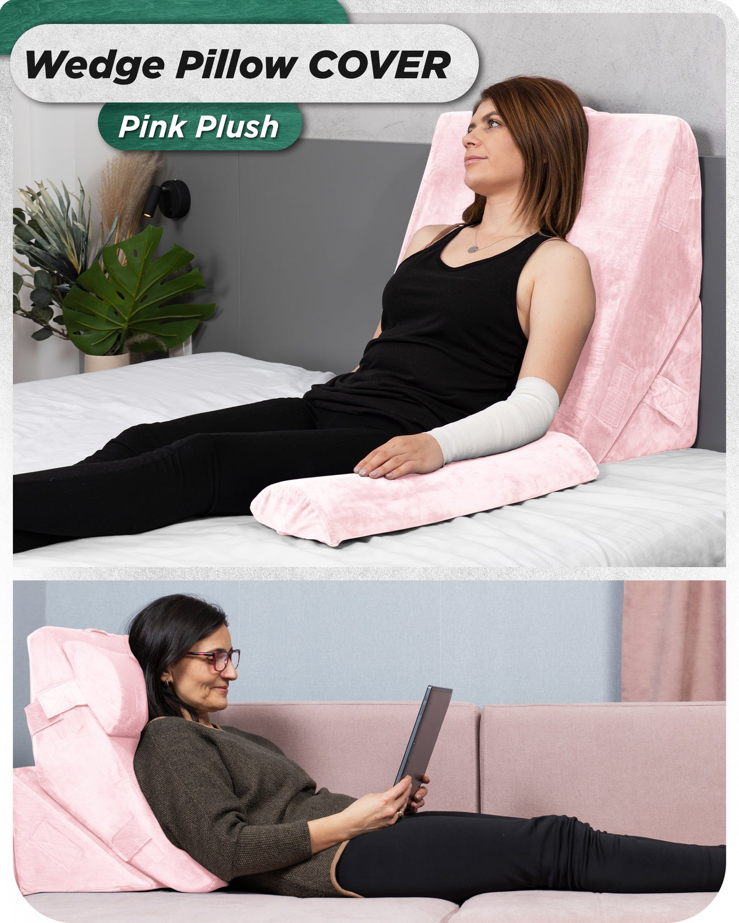 Lunix LX6 3pc Wedge Pillow Set (Navy) + Extra Cover Bundle (Pink)