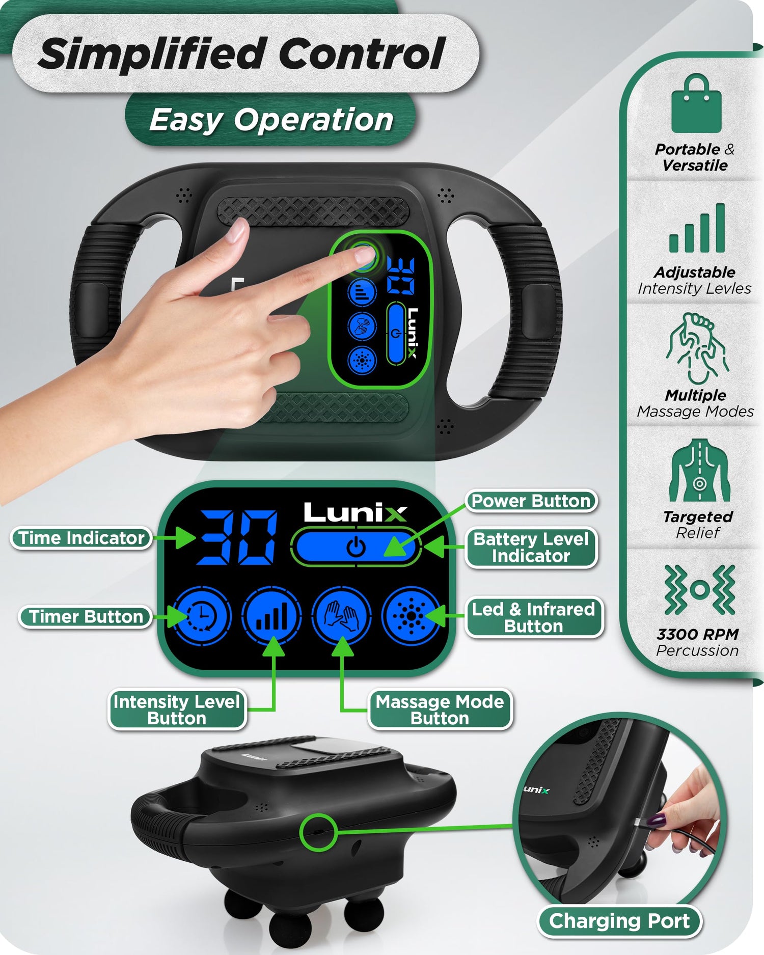 LX25 4-Head Professional Massage Deep Tissue Massager