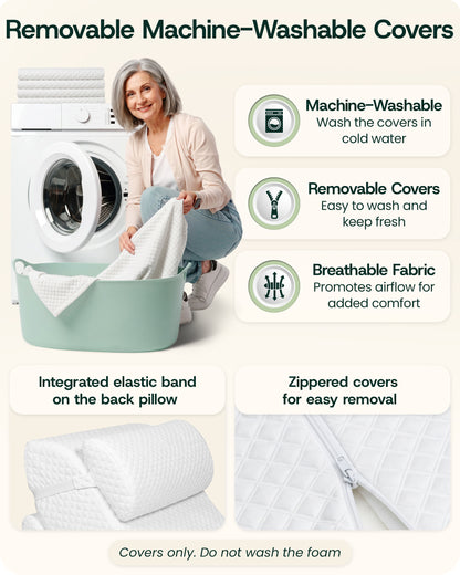 LX5 4-Piece Support for Shoulder & Upper Body Rest, Orthopedic Bed Wedge Pillow Set, Pebble White