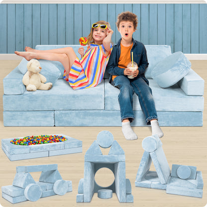 LX15 14pcs Modular Kids Couch Light Blue