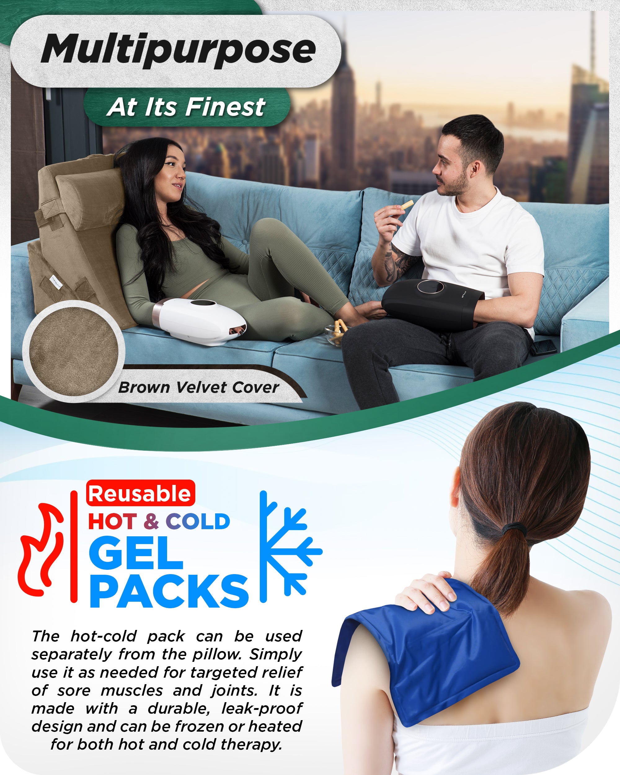 Heated Massage Seat Cushion, Hot & Cold Therapy