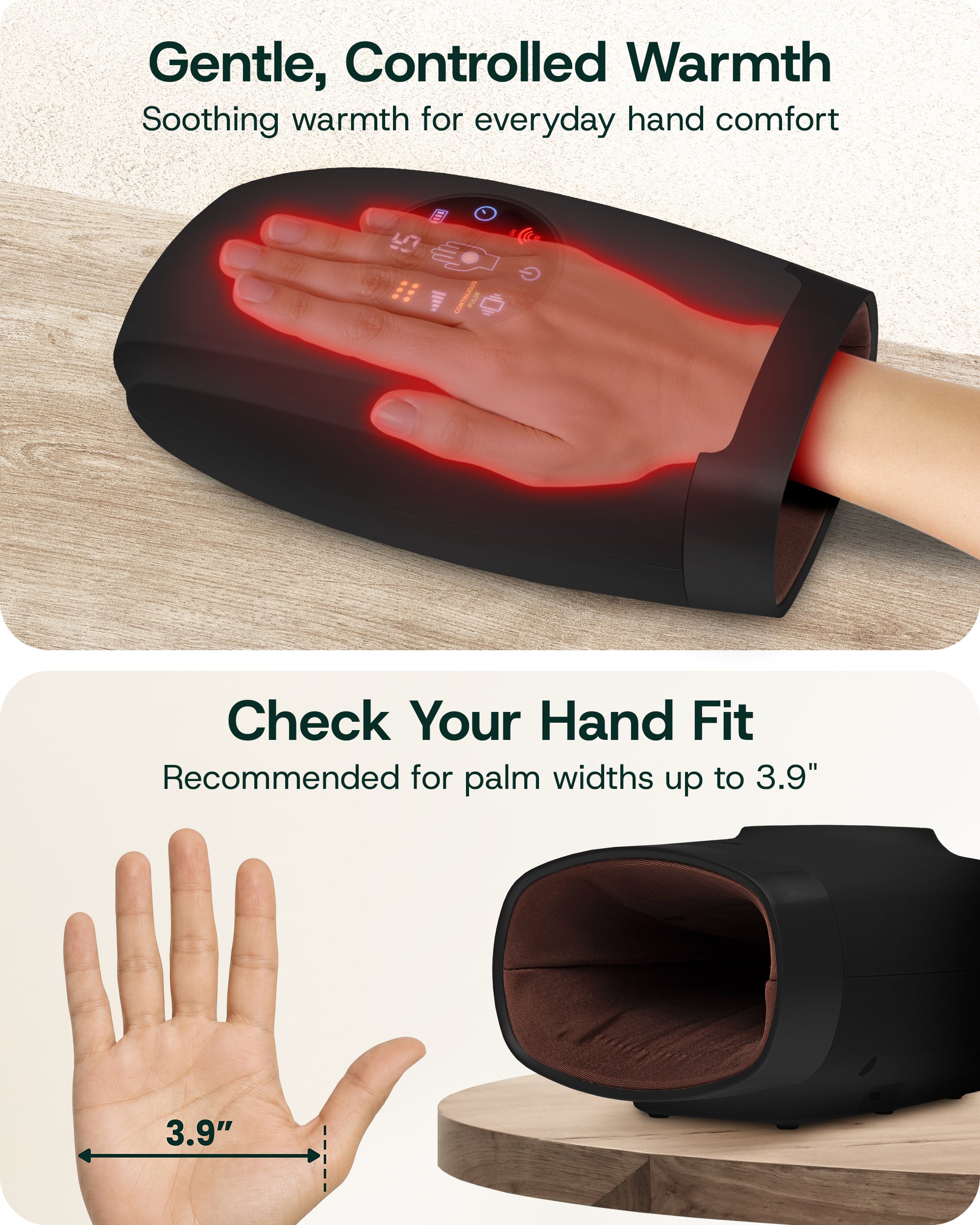 Lunix LX37 Hand Massager, Touchscreen Red Light Therapy for Hands, Cha