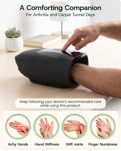 LX29 Hand Massager with Heat & Air Compression, Charcoal Black