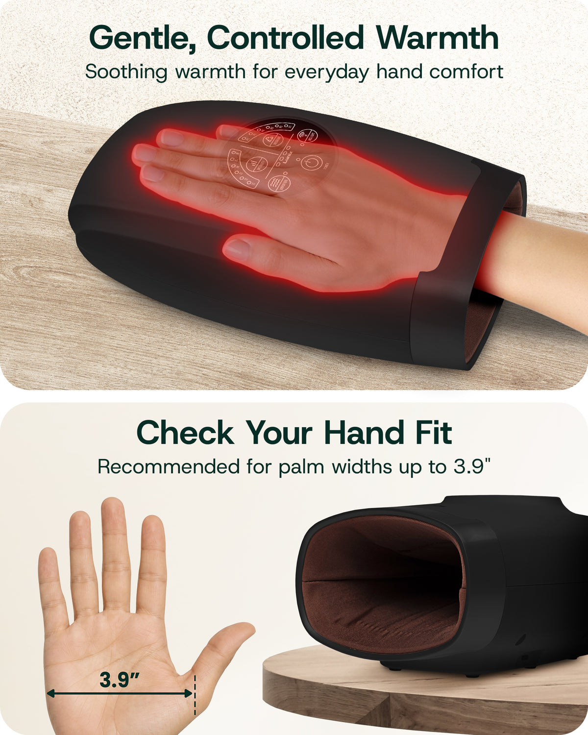 Lunix LX33 Hand Massager with Red Light Therapy, Carpal Tunnel & Wrist Pain Relief Device, Charcoal Black