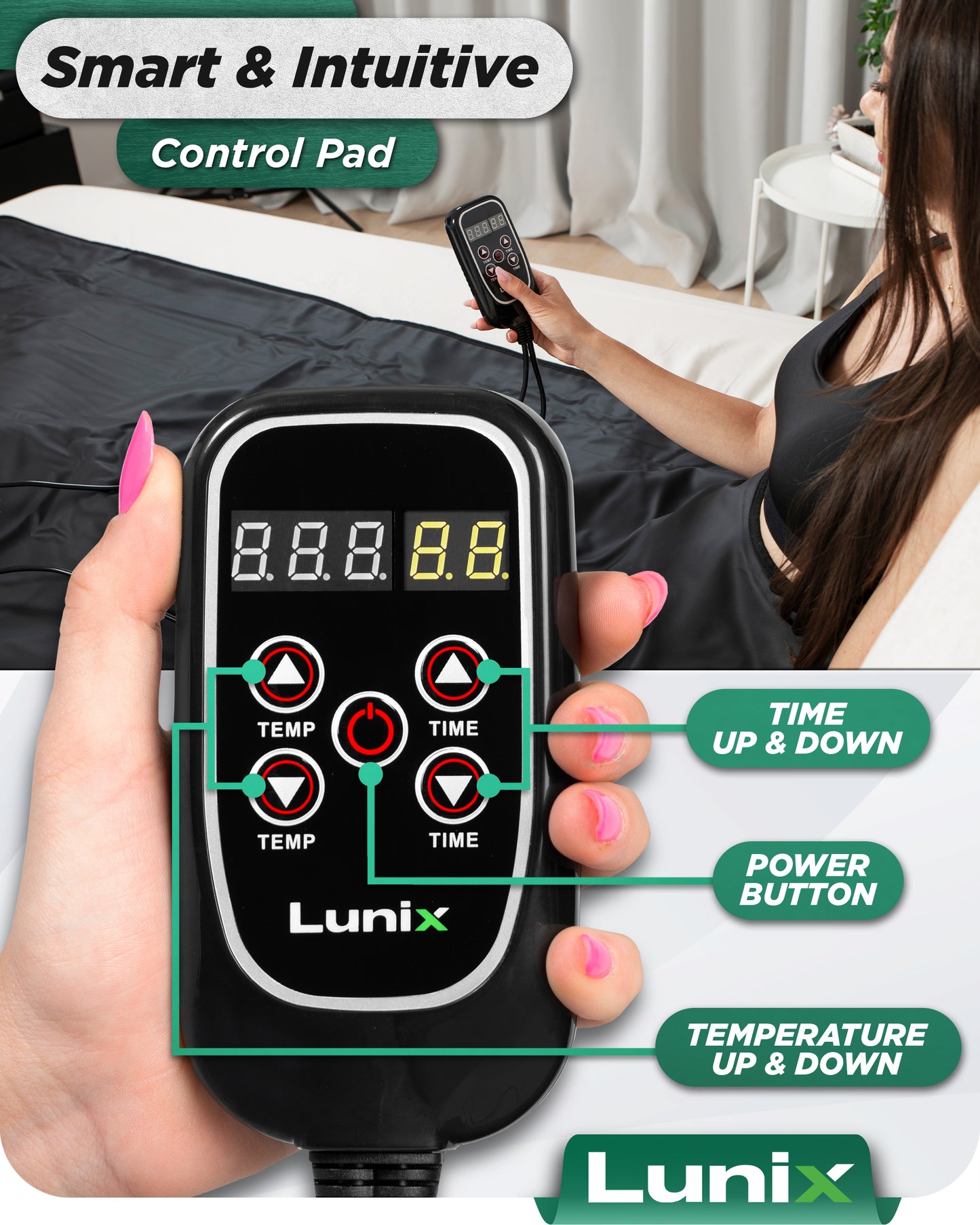 LX17 Portable Infrared Sauna Blanket, Jet Black