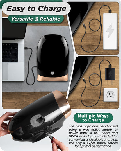 LX30 Hand Massager with Heat and Cold, Kneading and Compression - Black