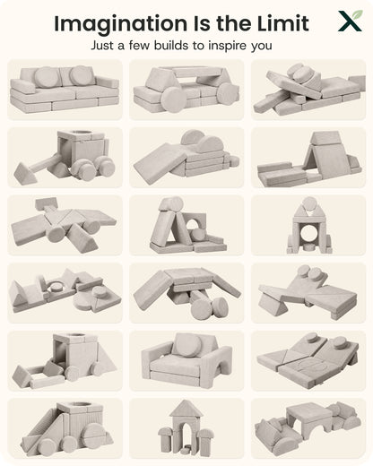 Lunix 14pcs Modular Play Couch, Sand Beige