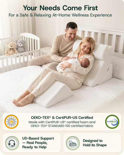 LX5 4-Piece Support for Shoulder & Upper Body Rest, Orthopedic Bed Wedge Pillow Set, Pebble White