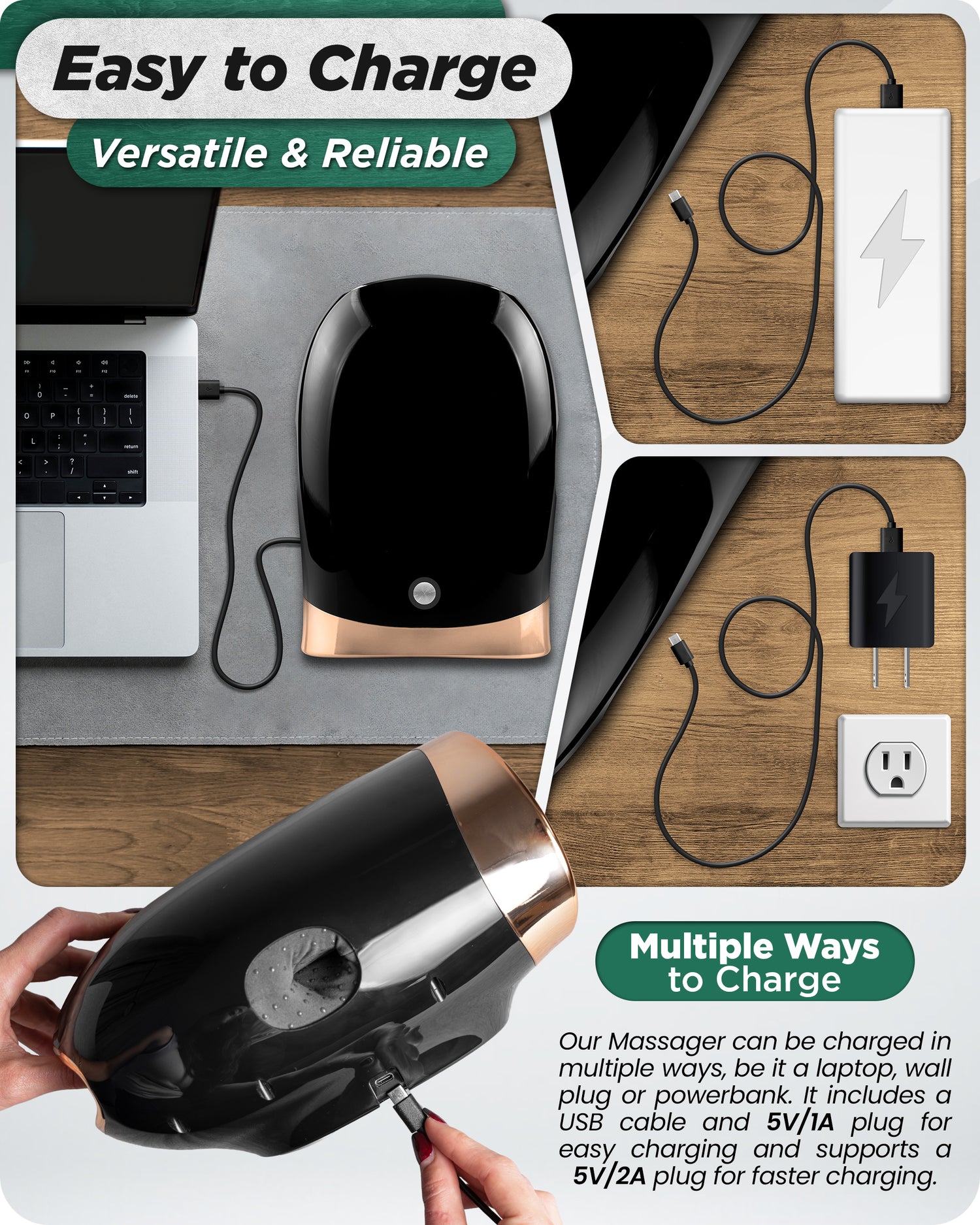 LX30 Hand Massager with Heat and Cold, Kneading and Compression - Black