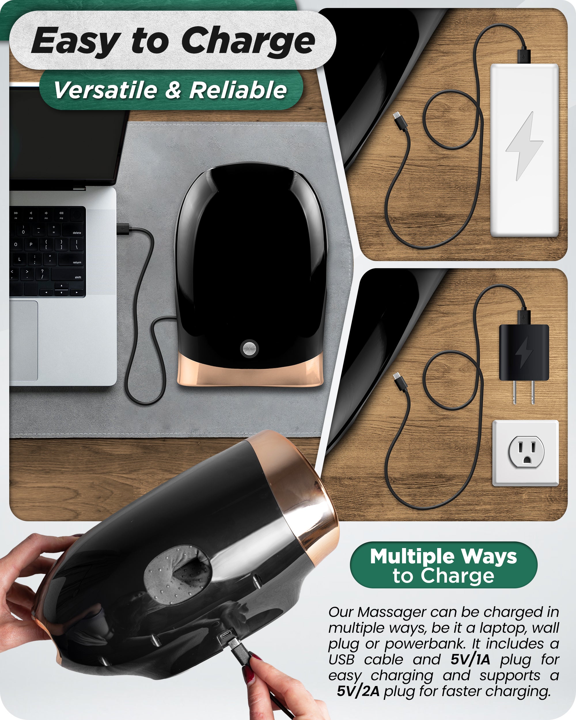 LX30 Hand Massager with Heat and Cold, Kneading and Compression - Black