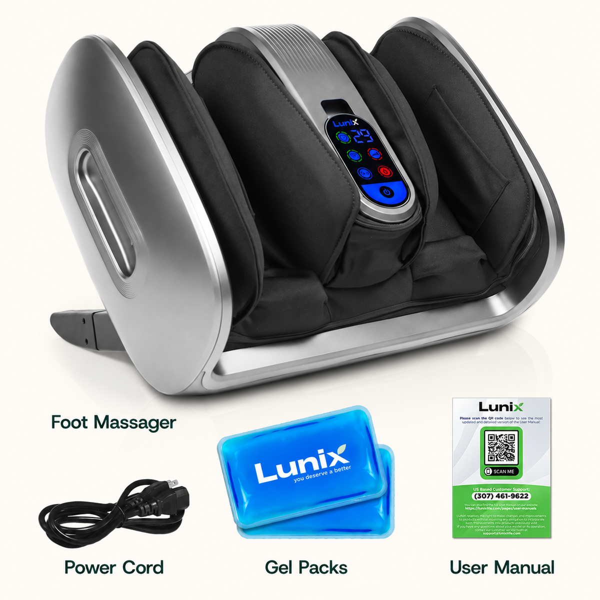 Lunix LX21 foot and calf massager with remote control in Gray
