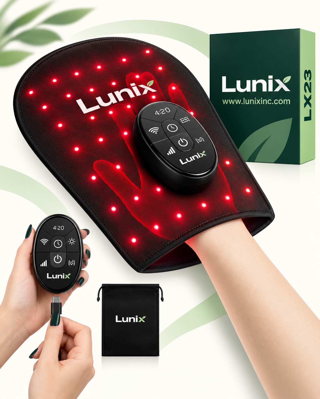 LX23 Red Light Therapy for Hand, Charcoal Black