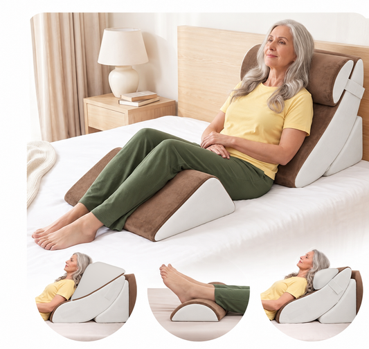 Lunix LX5 4-Piece Bed Wedge Pillow Set for Shoulder and Upper Body, Almond Brown