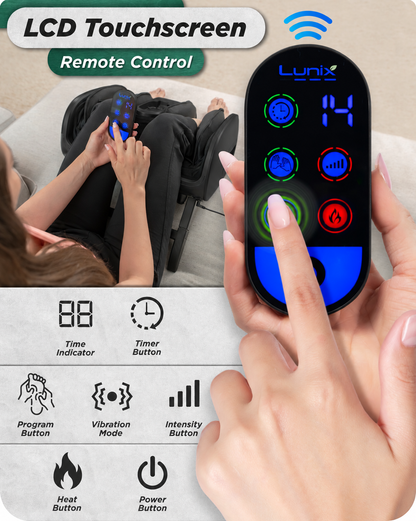Lunix LX21 foot and calf massager with remote control in Gray
