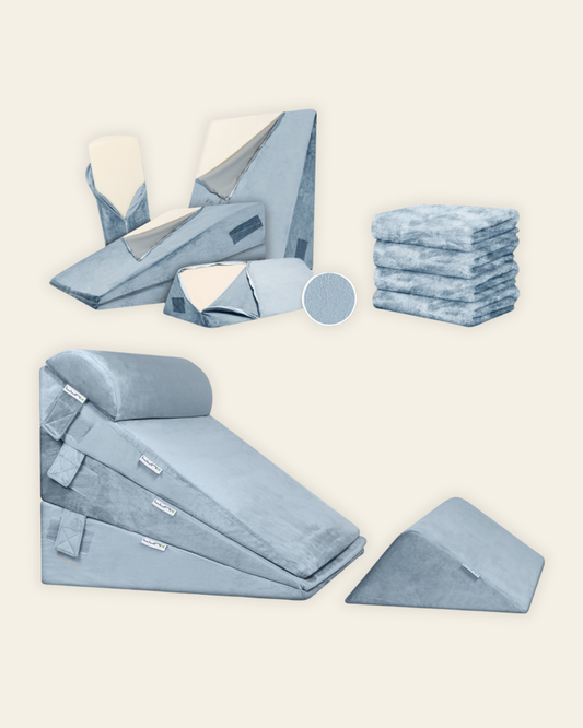 Lunix LX11 5pcs Wedge Pillow Set + Extra Cover Bundle (Gray)
