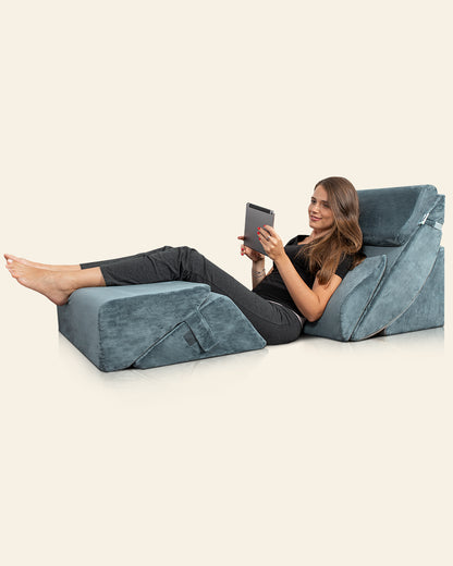 LX13 6-Piece Post-Surgery Recovery System, Orthopedic Bed Wedge Pillow Set, Stone Navy