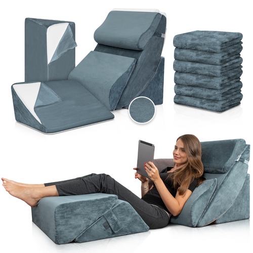 Lunix LX13 6pcs Wedge Pillow Set + Extra Cover Bundle (Navy)