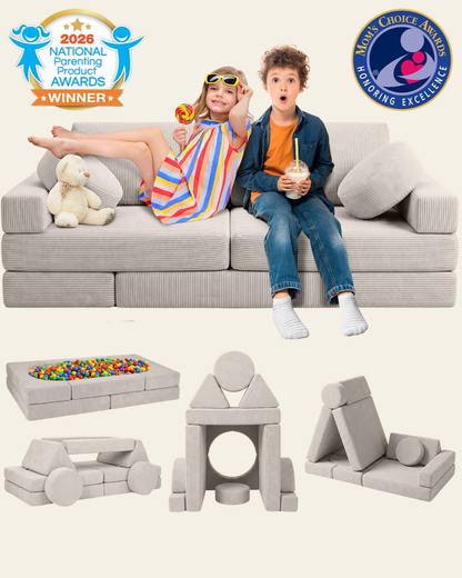 Lunix 14pcs Modular Play Couch, Sand Beige