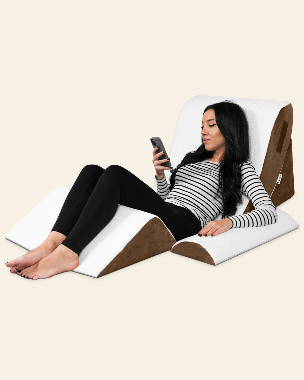 LX5 4-Piece Support for Shoulder & Upper Body Rest, Orthopedic Bed Wedge Pillow Set, Oat Brown