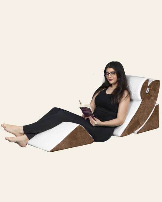 LX5 4-Piece Support for Shoulder & Upper Body Rest, Orthopedic Bed Wedge Pillow Set, Oat Brown