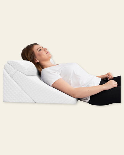 LX6 3-Piece Compact Support for Reading, Rest & Leg Elevation, Wedge Pillow Set, Pebble White