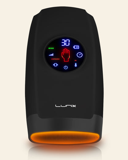 LX7 LCD Touchscreen Hand Massager, Heated Air Compression, Charcoal Black