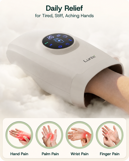Lunix LX7 LCD Touchscreen Heated Air Compression Hand Massager, Cloud Gray