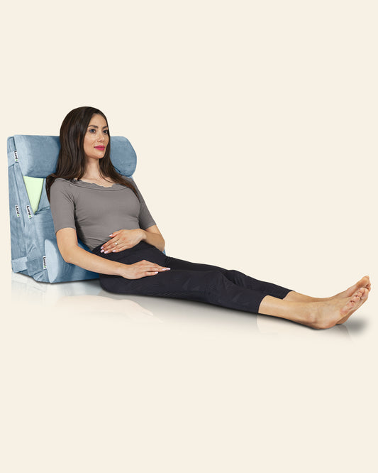 LX8 4-Piece Support for Nighttime Digestive Discomfort & Easier Breathing, Wedge Pillow Set, Cloud Gray with Aloe Vera