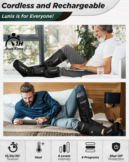 Lunix LX1 Foot and Calf Compression Massager, Charcoal Black